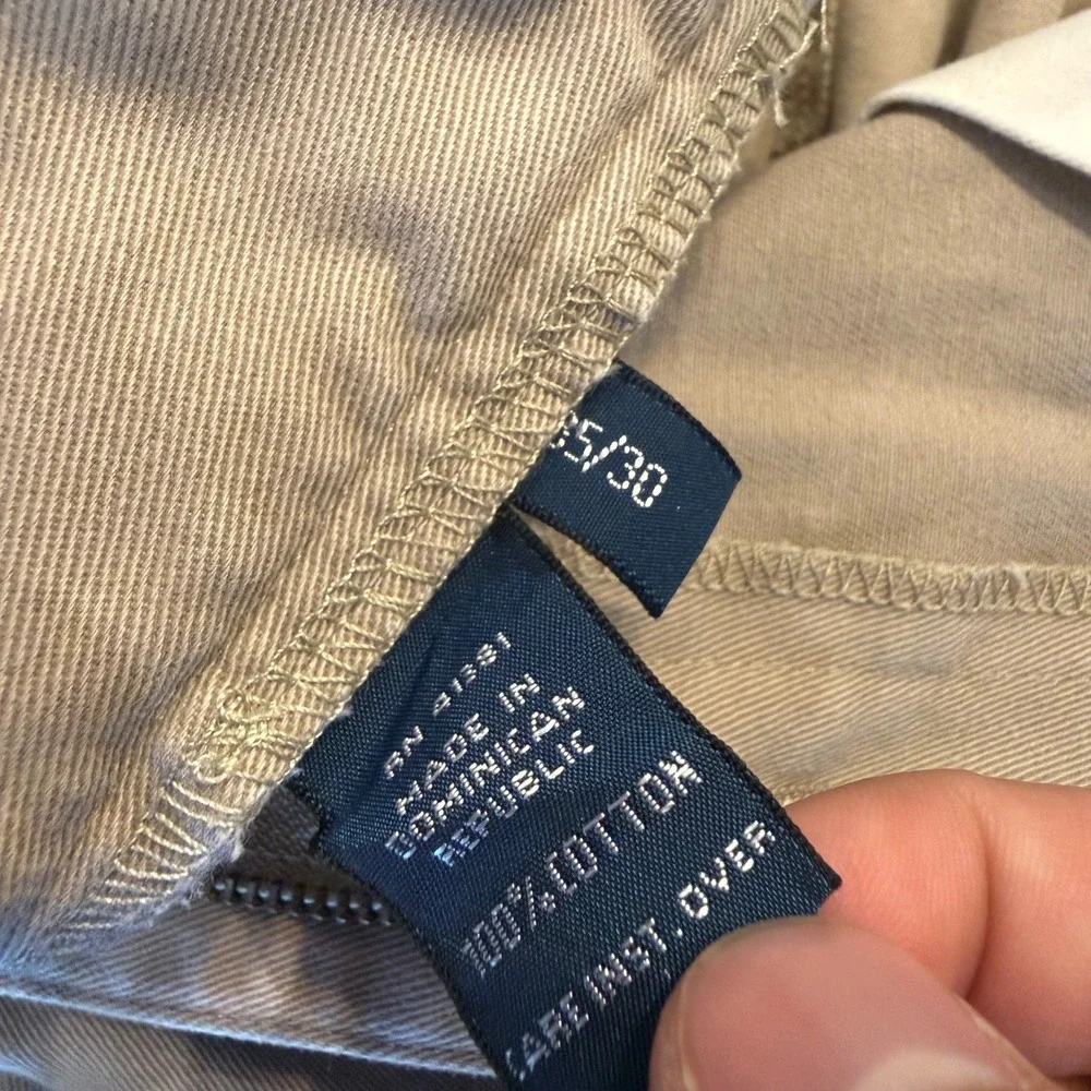 Polo Ralph Lauren Mens 35/30 Vintage Pleated Chino Khaki Pants